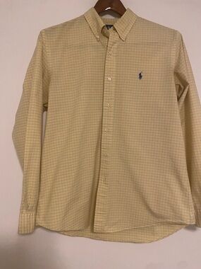 Ralph Lauren Yellow Windowpane Button-Down Shirt with Blue Pony (16 34/35)